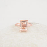 Morganite Gemstone Ring - 8x12mm Rectangle - Rose Gold Ring - Handcafted Ring - Jewelry For Women - Statement Ring - 925 Solid Silver Ring